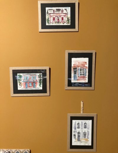 Petites aquarelles signées “Ludi”. En vente au showroom Villa Courtois.
